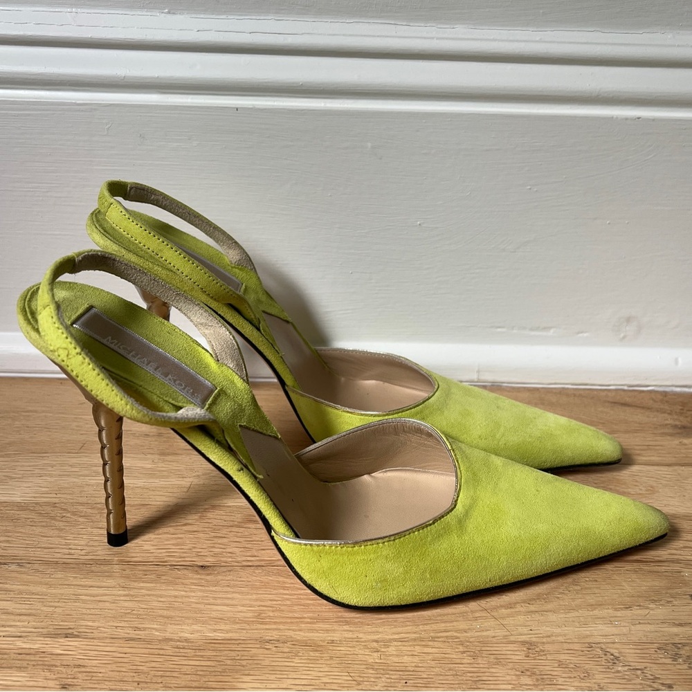 Y2K Early 2000s Michael Kors suede sling back pointed heel